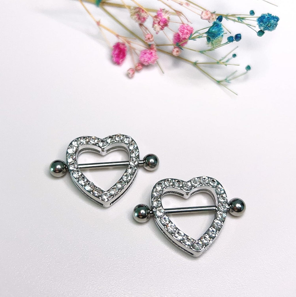 Stainless Steel Heart Nipple Rings Nipple Piercings for Women Body Piercing Jewelry 14G - QIAO CrystalQIAO CrystalQIAO Crystal