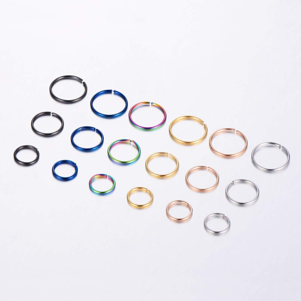 Stainless Steel Hoop Nose Ring Cartilage Ring Set 6 Color Set for Men and Women - QIAO CrystalQIAO CrystalQIAO Crystal