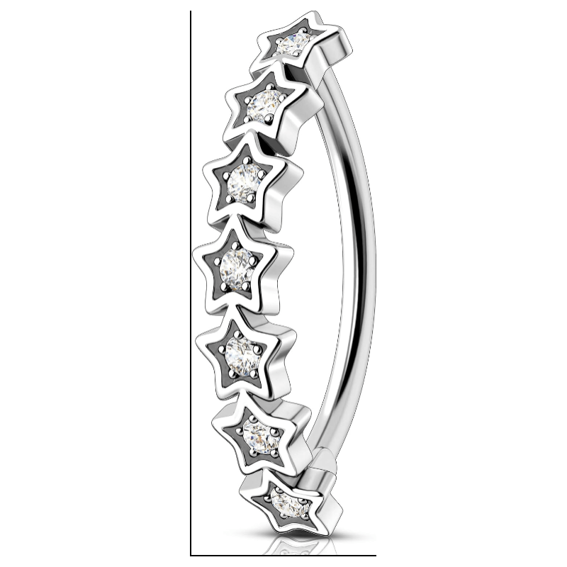 Star Belly Button Ring 14G Reverse Belly Ring Stainless Steel 316L 10/12/14/16 mm Belly Piercing Clicker Clear CZ Belly Piercing Jewelry for Women - 我的商店我的商店我的商店