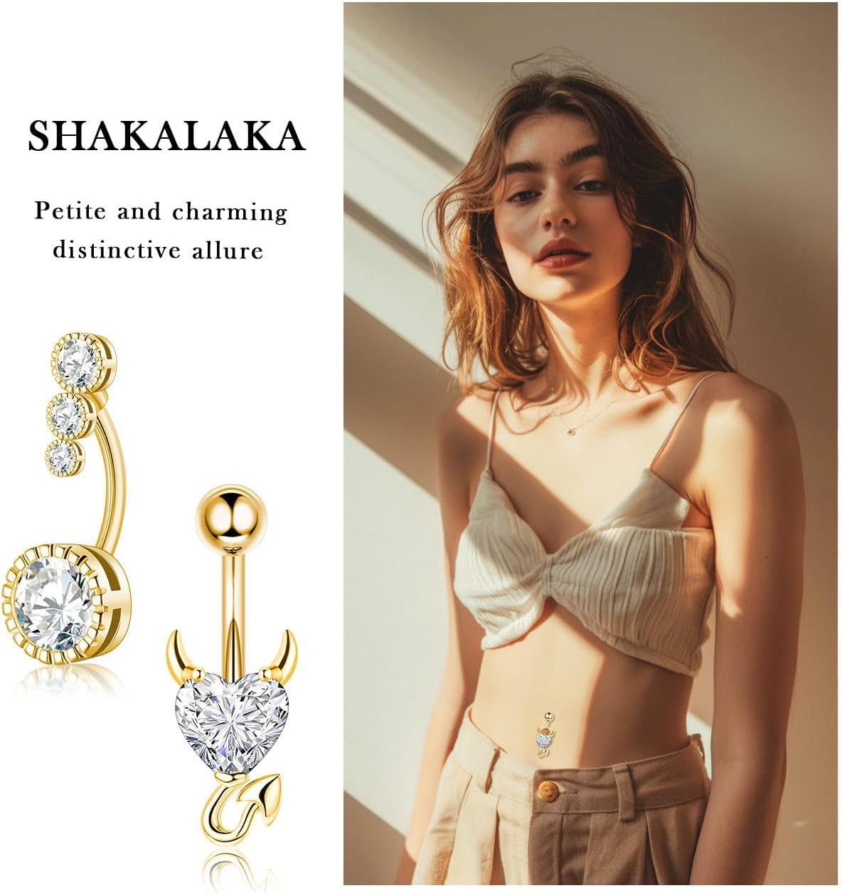 Steel Belly Button Ring for Women with Cute Butterfly Navel Rings Piercing Jewelry Pack - 我的商店我的商店我的商店