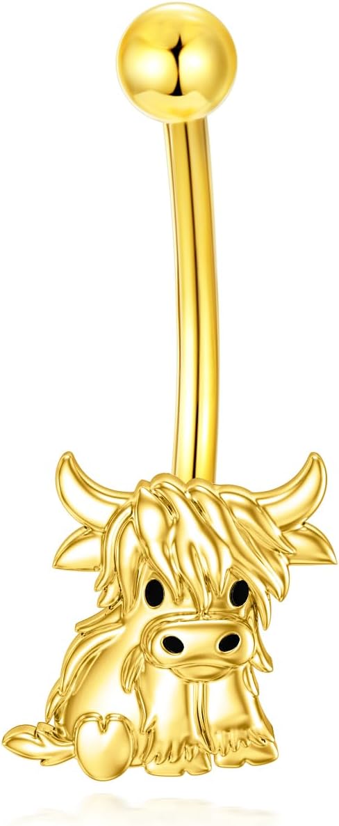 Sterling Silver 14G Belly Button Rings Cross/Cat/Butterfly/Cow/Skull/Birthstone Heart Navel Rings 16mm Body Piercing Jewelry for Women - 我的商店我的商店我的商店