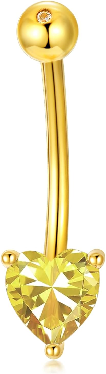 Sterling Silver 14G Belly Button Rings Cross/Cat/Butterfly/Cow/Skull/Birthstone Heart Navel Rings 16mm Body Piercing Jewelry for Women - 我的商店我的商店我的商店