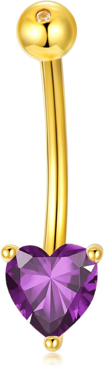 Sterling Silver 14G Belly Button Rings Cross/Cat/Butterfly/Cow/Skull/Birthstone Heart Navel Rings 16mm Body Piercing Jewelry for Women - 我的商店我的商店我的商店