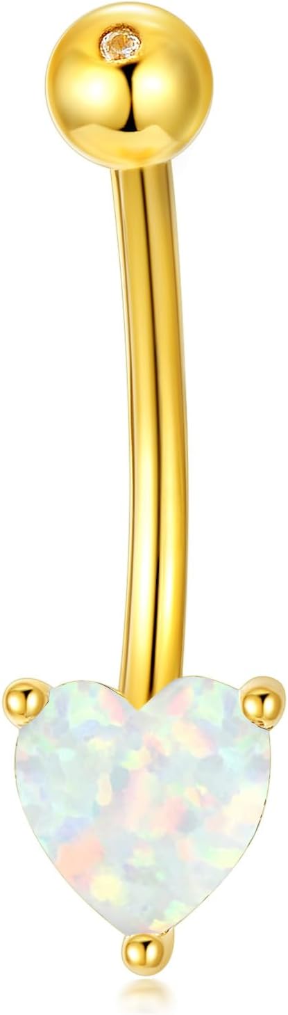 Sterling Silver 14G Belly Button Rings Cross/Cat/Butterfly/Cow/Skull/Birthstone Heart Navel Rings 16mm Body Piercing Jewelry for Women - 我的商店我的商店我的商店