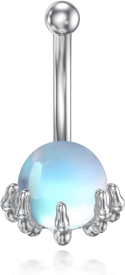 Sterling Silver 14G Belly Button Rings Cross/Cat/Butterfly/Cow/Skull/Birthstone Heart Navel Rings 16mm Body Piercing Jewelry for Women - 我的商店我的商店我的商店