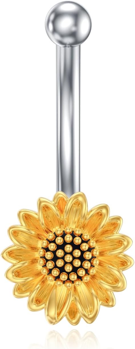 Sterling Silver 14G Belly Button Rings Cross/Cat/Butterfly/Cow/Skull/Birthstone Heart Navel Rings 16mm Body Piercing Jewelry for Women - 我的商店我的商店我的商店