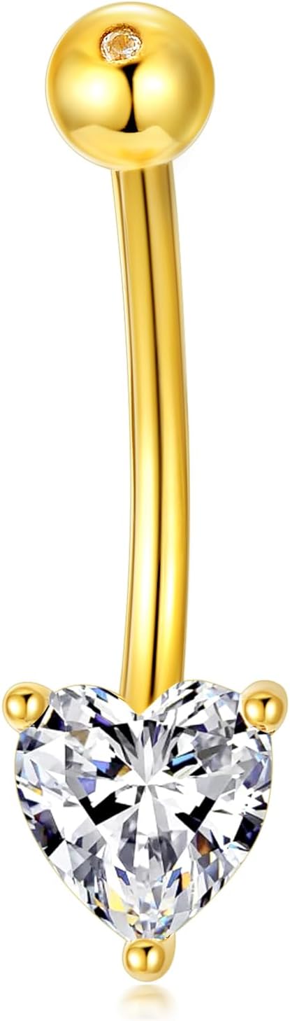 Sterling Silver 14G Belly Button Rings Cross/Cat/Butterfly/Cow/Skull/Birthstone Heart Navel Rings 16mm Body Piercing Jewelry for Women - 我的商店我的商店我的商店