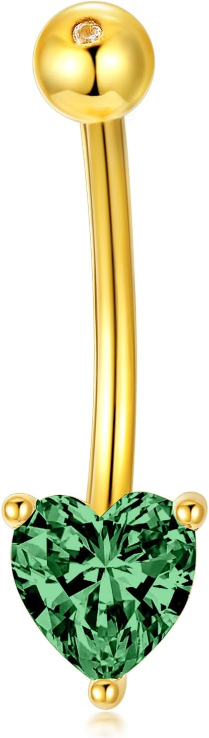 Sterling Silver 14G Belly Button Rings Cross/Cat/Butterfly/Cow/Skull/Birthstone Heart Navel Rings 16mm Body Piercing Jewelry for Women - 我的商店我的商店我的商店