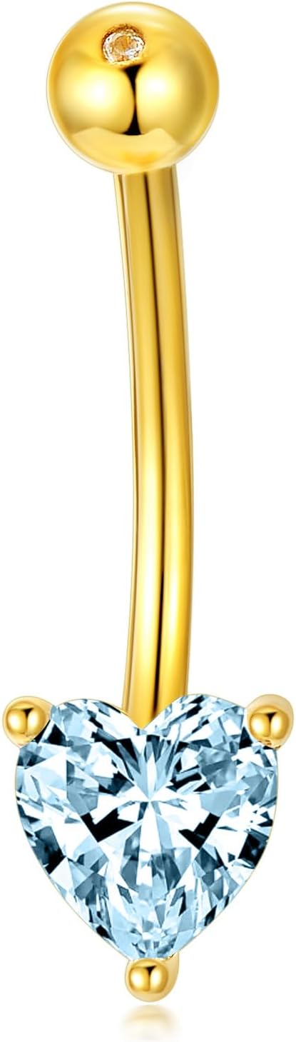 Sterling Silver 14G Belly Button Rings Cross/Cat/Butterfly/Cow/Skull/Birthstone Heart Navel Rings 16mm Body Piercing Jewelry for Women - 我的商店我的商店我的商店