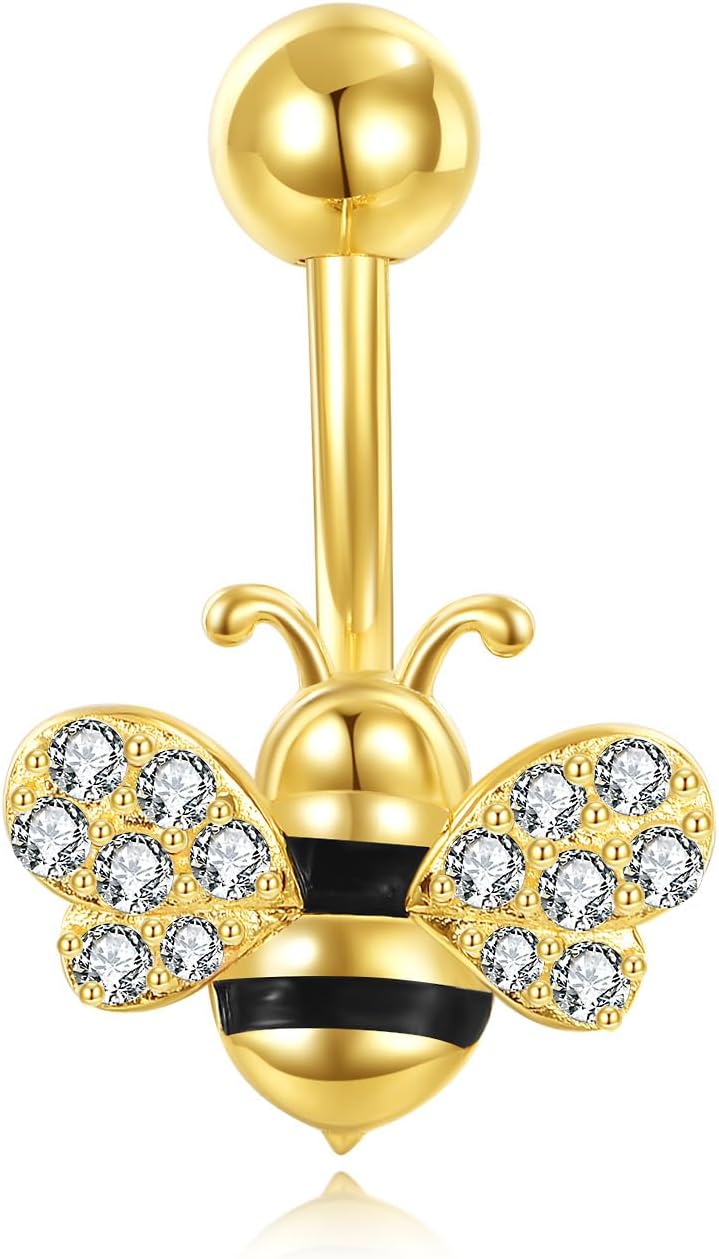 Sunflower Daisy Belly Button Ring Dangle Hoop 925 Sterling Silver Hypoallergenic Belly Button Piercing Body Navel Rings Sexy Belly Button Jewelry Gifts for Women (14G) - 我的商店我的商店我的商店