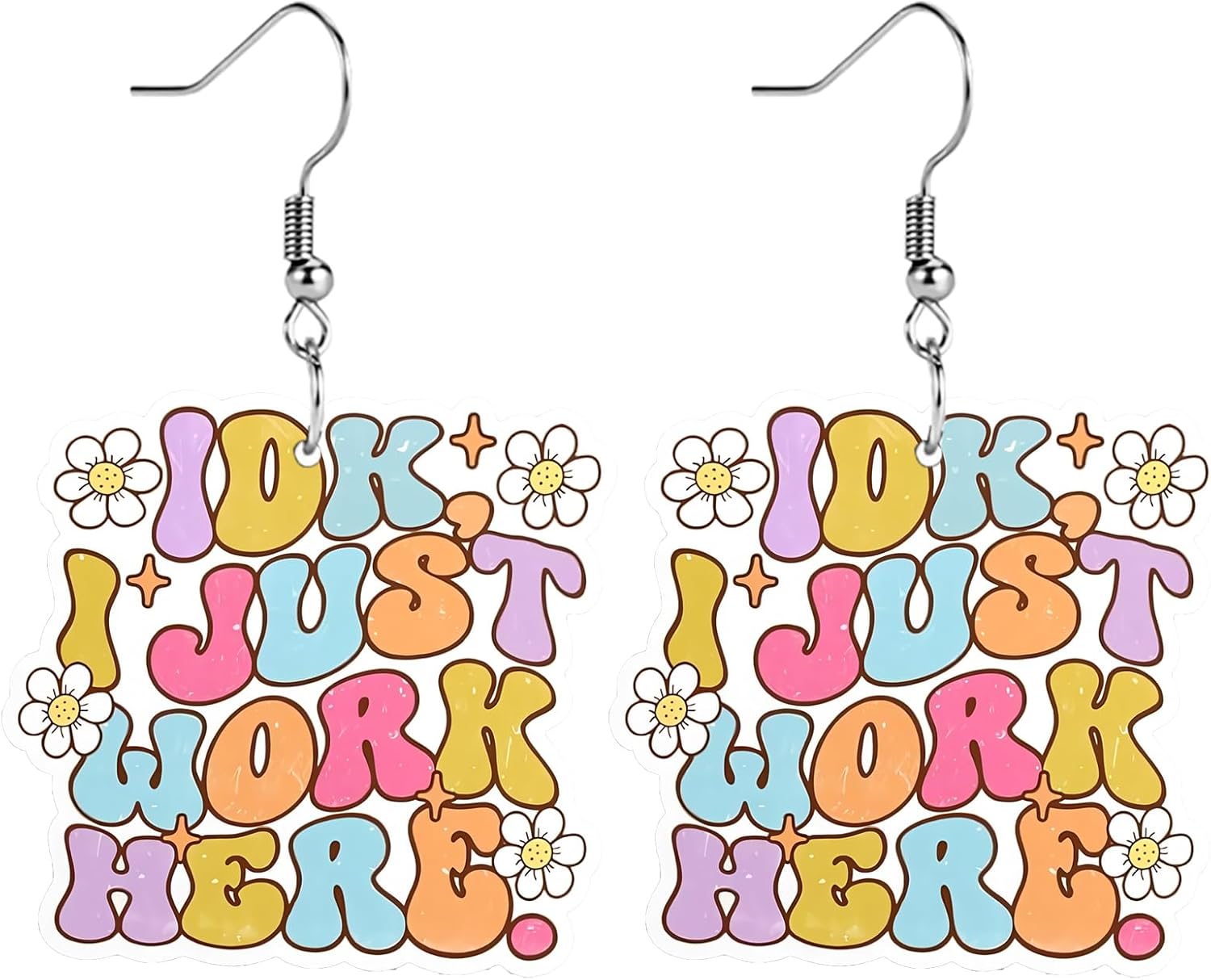 Sunflower Paw Print Earrings for Women - Unique & Quirky Funky Acrylic Dangle Earrings, Cute & Silly Novelty Design, Wacky & Crazy Earrings for Fun Lovers - 我的商店我的商店我的商店