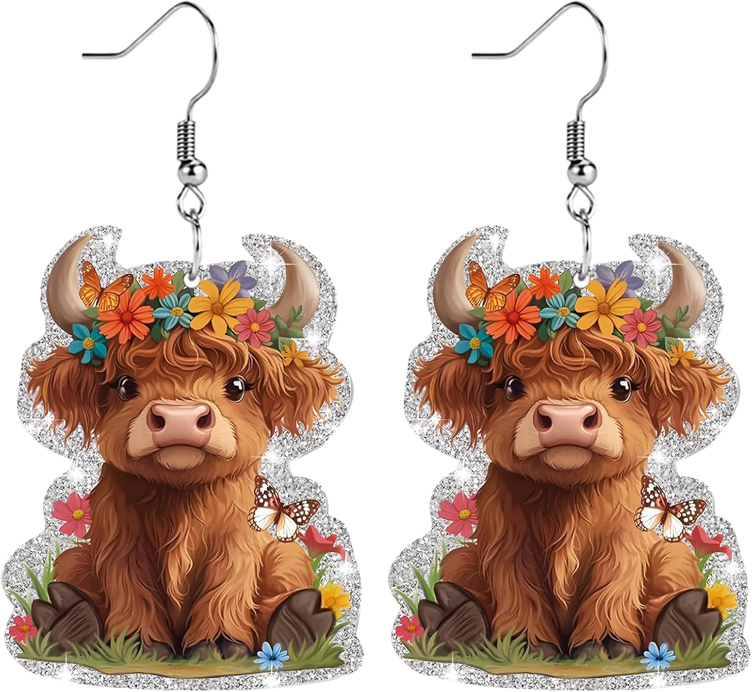 Sunflower Paw Print Earrings for Women - Unique & Quirky Funky Acrylic Dangle Earrings, Cute & Silly Novelty Design, Wacky & Crazy Earrings for Fun Lovers - 我的商店我的商店我的商店