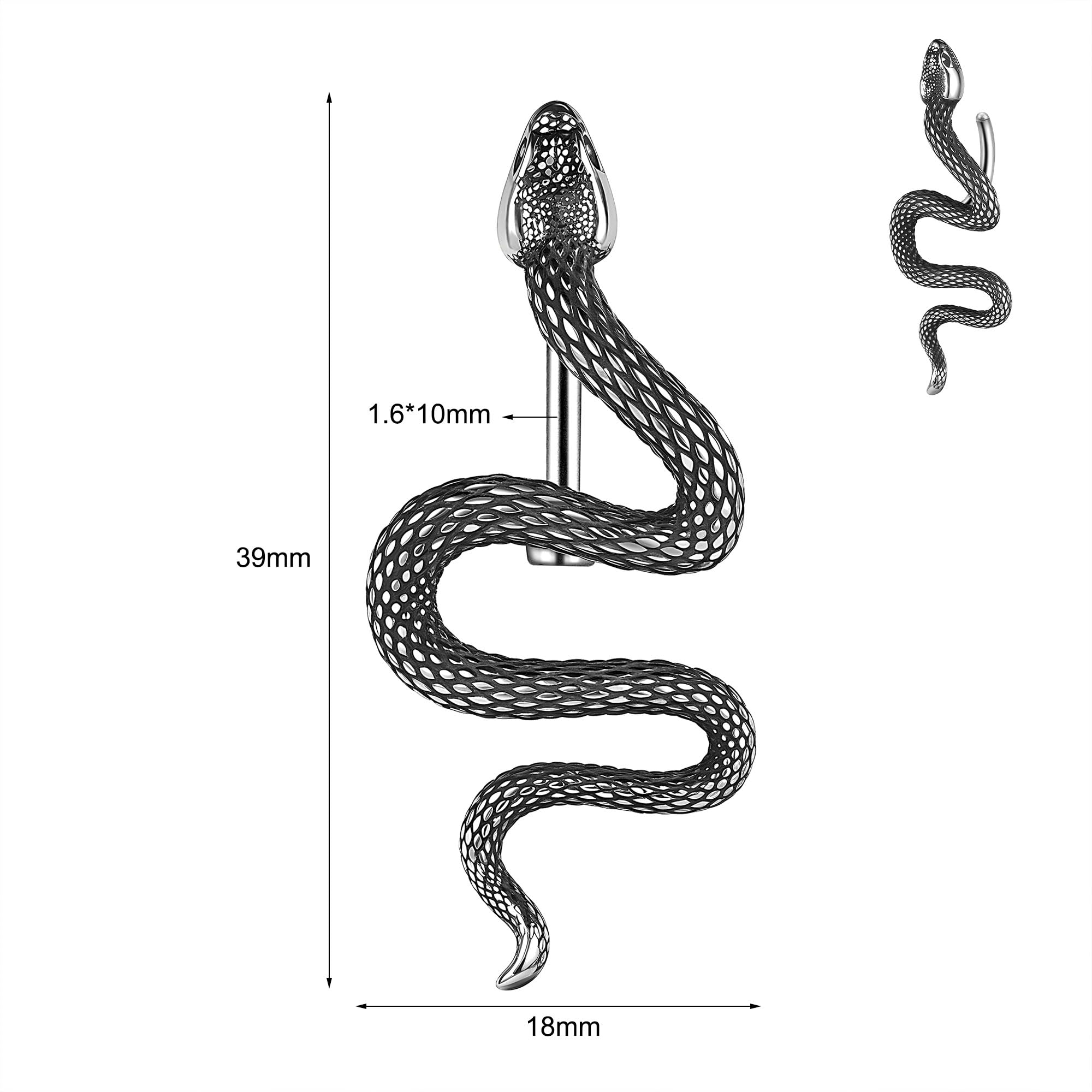 Surgical Stainless Steel Dangle Belly Button Rings for Women Belly Ring Dangling Piercing Jewelry CZ Snake lizard Skull Spider bat Halloween Party Punk Rock - QIAO Crystal我的商店QIAO Crystal