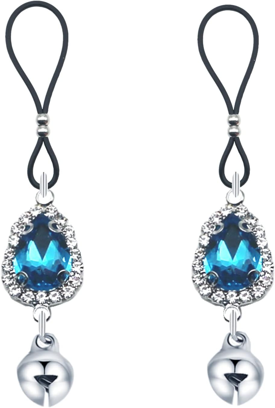 Teardrop Nipple Ring Rhinestone Water Drop Faux Nipple Chain Noose Body Non Piercing Jewelry Heart Chokers Necklaces - QIAO CrystalQIAO CrystalQIAO Crystal