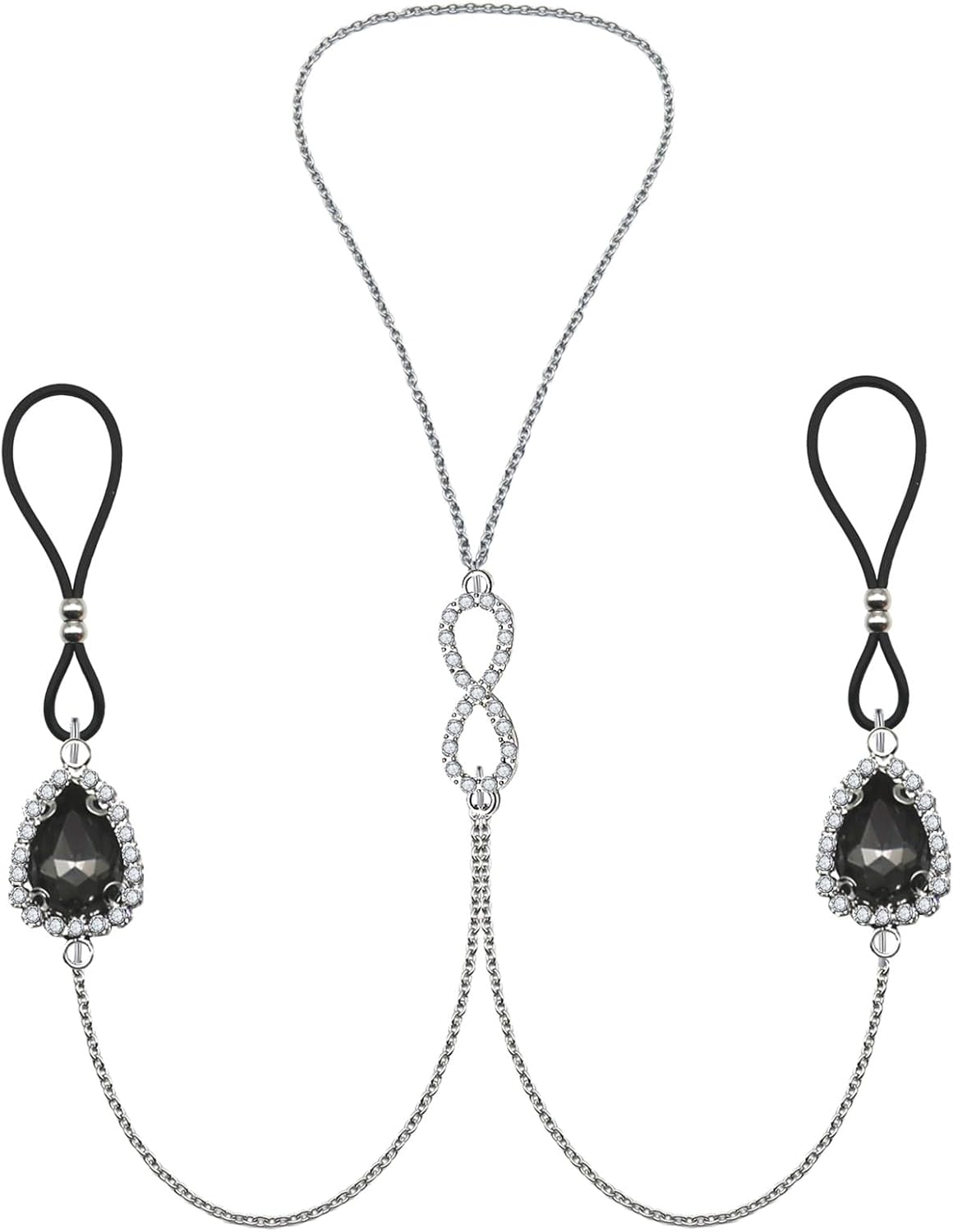 Teardrop Nipple Ring Rhinestone Water Drop Faux Nipple Chain Noose Body Non Piercing Jewelry Heart Chokers Necklaces - QIAO CrystalQIAO CrystalQIAO Crystal