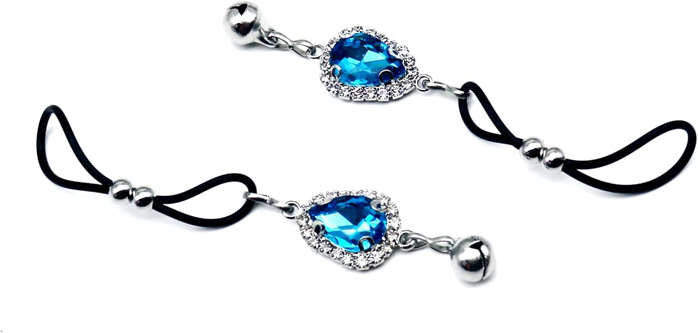 Teardrop Nipple Ring Rhinestone Water Drop Faux Nipple Chain Noose Body Non Piercing Jewelry Heart Chokers Necklaces - QIAO CrystalQIAO CrystalQIAO Crystal