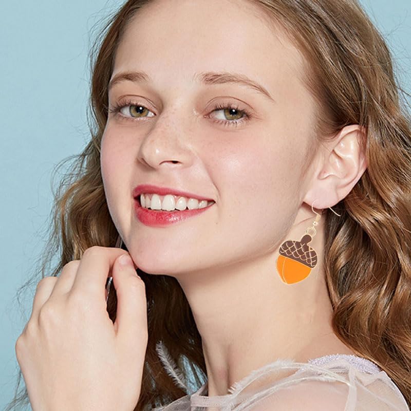 Thanksgiving Earrings for Women Cute Funny Squirrel Turkey Hazelnut Dangle Drop Earrings Delicate Fashion Colorful Maple Leaf Wreath Rhinestone Earrings Thanksgiving Holiday Themed Jewelry Accessories - 我的商店我的商店我的商店