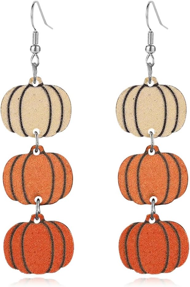 Thanksgiving earrings Handmade Autumn Turkey Chicken Pumpkin Sunflower Maple Leaf Wood Earring for Women Thanksgiving Day Jewelry Gift - 我的商店我的商店我的商店