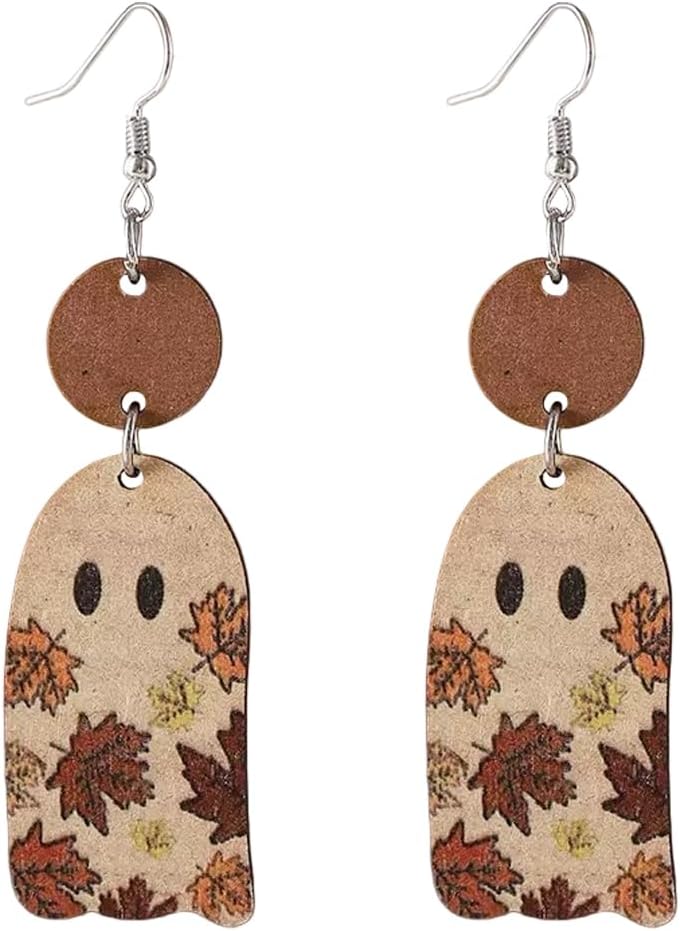 Thanksgiving earrings Handmade Autumn Turkey Chicken Pumpkin Sunflower Maple Leaf Wood Earring for Women Thanksgiving Day Jewelry Gift - 我的商店我的商店我的商店