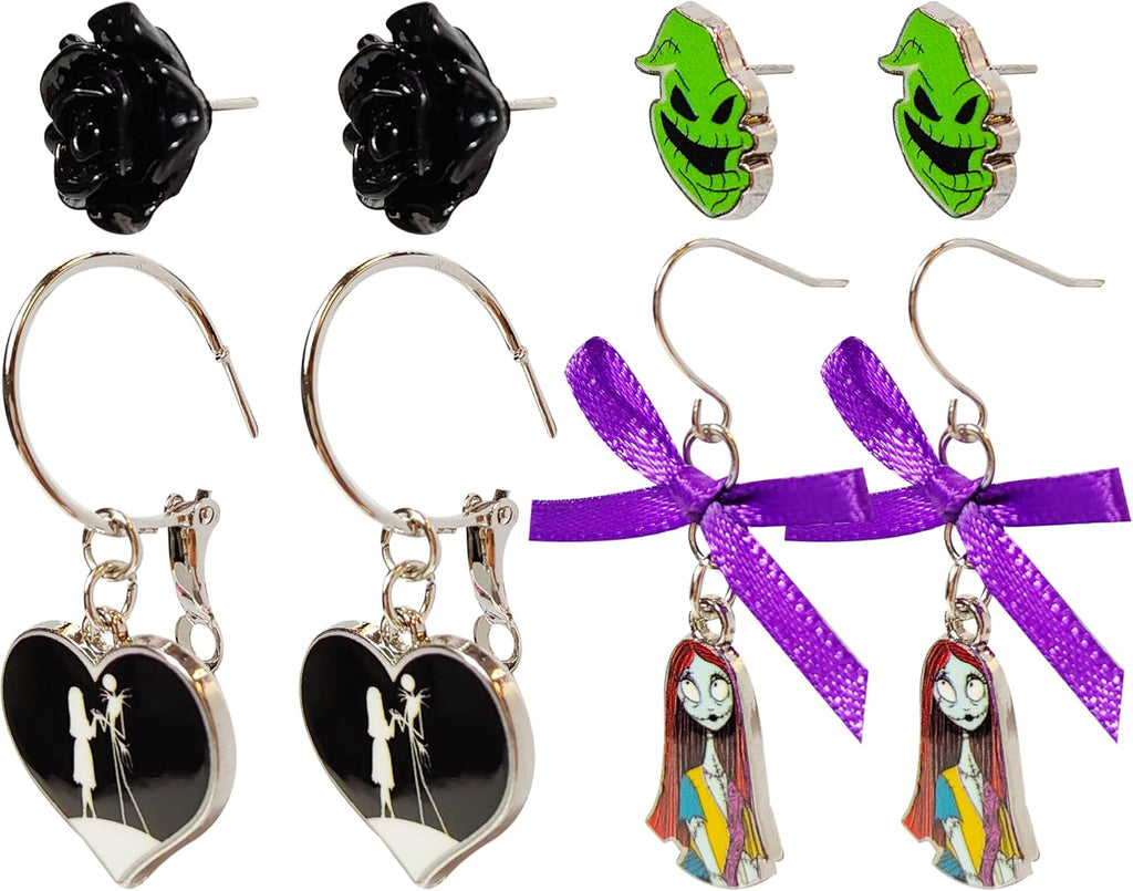 The Nightmare Before Christmas Jewelry Hypoallergenic Earrings for Girls, Stud Earrings & Fishhook Earring Sets with Charms One Size Fits All Gifts Age 4+ - 我的商店我的商店我的商店