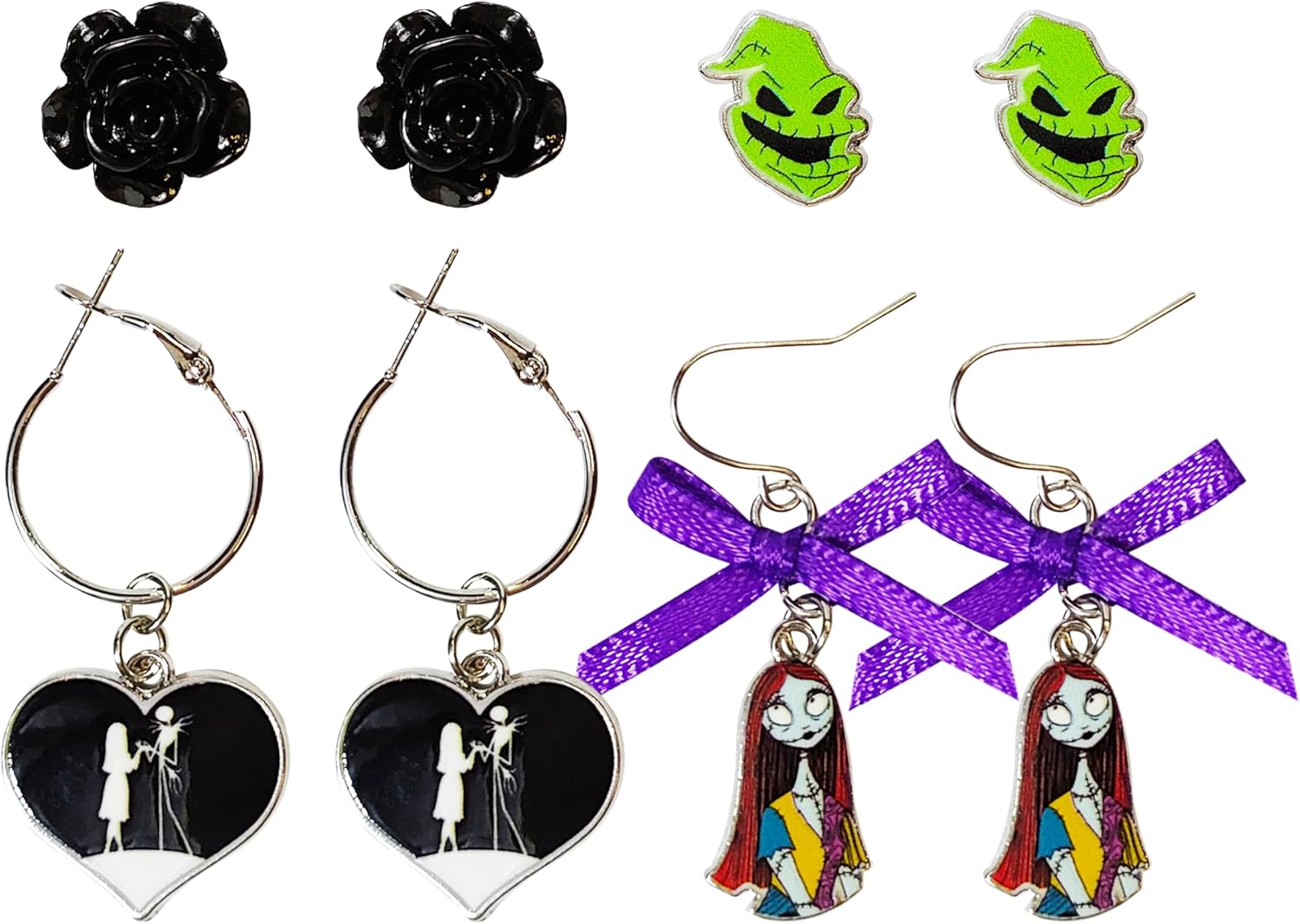 The Nightmare Before Christmas Jewelry Hypoallergenic Earrings for Girls, Stud Earrings & Fishhook Earring Sets with Charms One Size Fits All Gifts Age 4+ - 我的商店我的商店我的商店