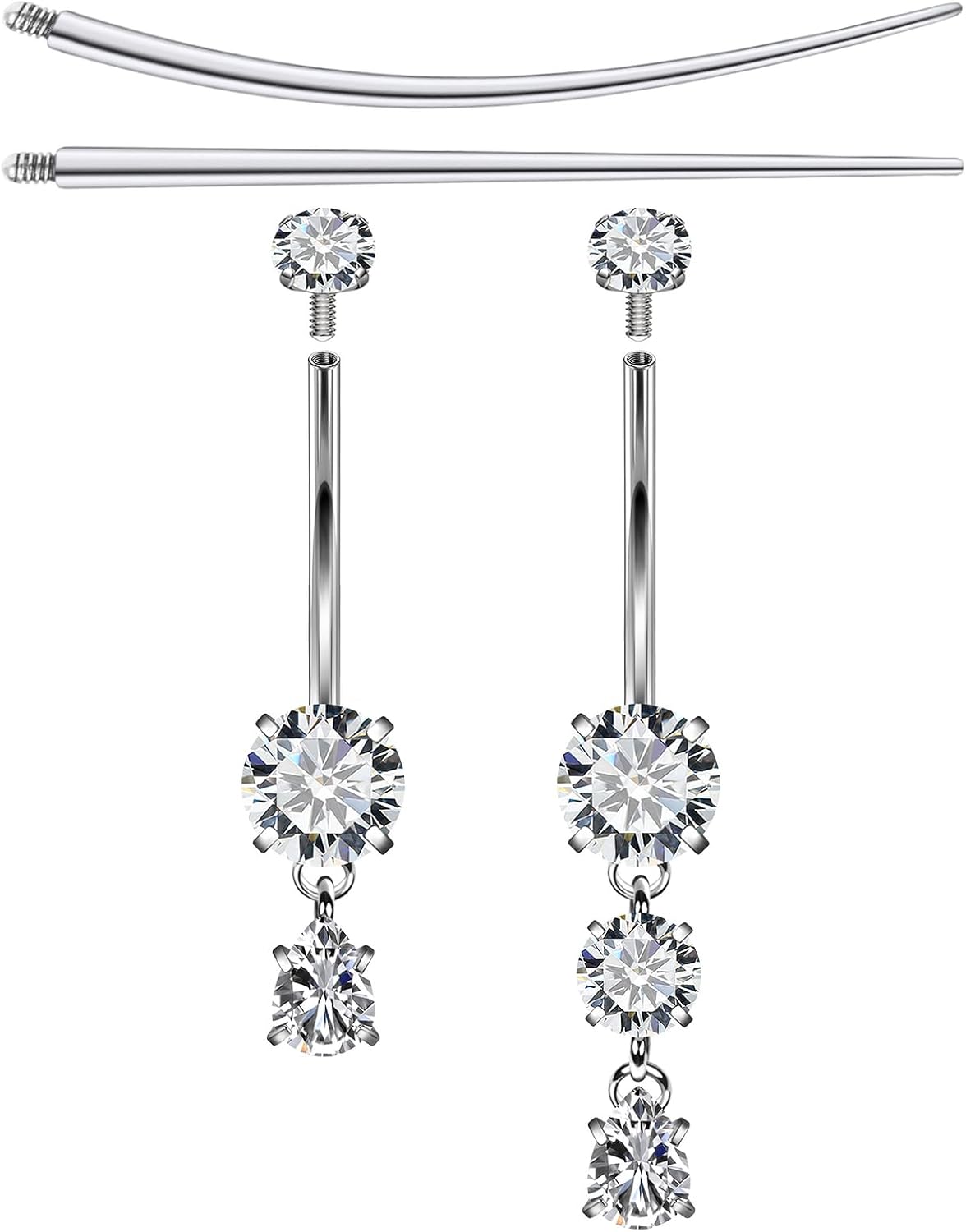 Threaded Belly Button Rings Surgical Stee, Extra - Long & Short Simple Belly Rings, 14G Belly Piercing Jewelry,Navel Piercing Jewelry for Women Men 10mm 12mm 14mm 16mm - 我的商店我的商店我的商店