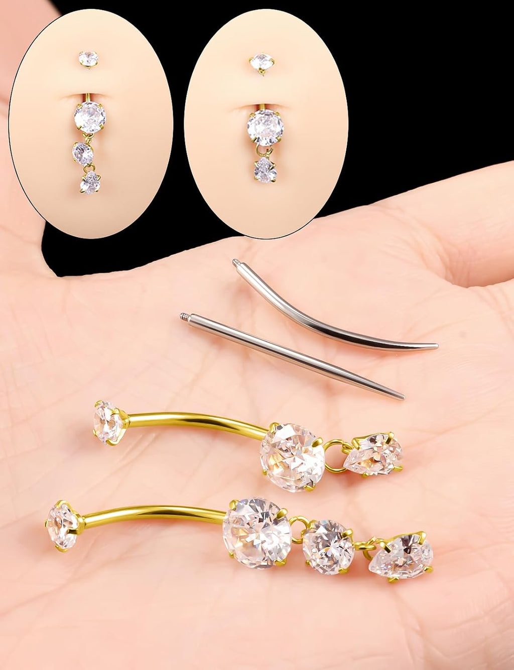 Threaded Belly Button Rings Surgical Stee, Extra - Long & Short Simple Belly Rings, 14G Belly Piercing Jewelry,Navel Piercing Jewelry for Women Men 10mm 12mm 14mm 16mm - 我的商店我的商店我的商店