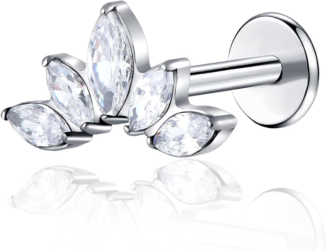 Threadless Labret Studs Push - in Colorful CZ Labret Cluster Tragus Helix Conch Lobe - QIAO CrystalQIAO CrystalQIAO Crystal