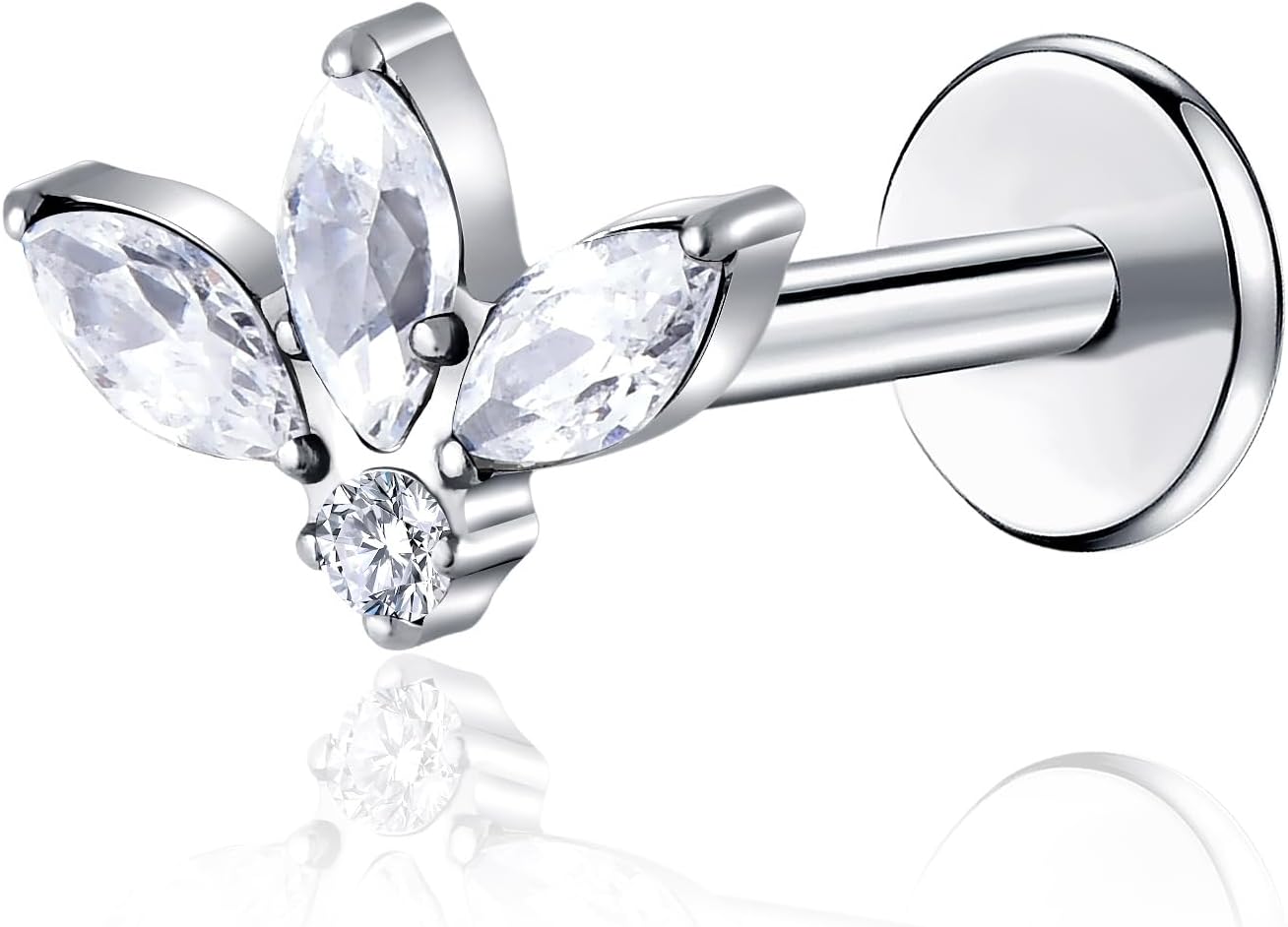 Threadless Labret Studs Push - in Colorful CZ Labret Cluster Tragus Helix Conch Lobe - QIAO CrystalQIAO CrystalQIAO Crystal