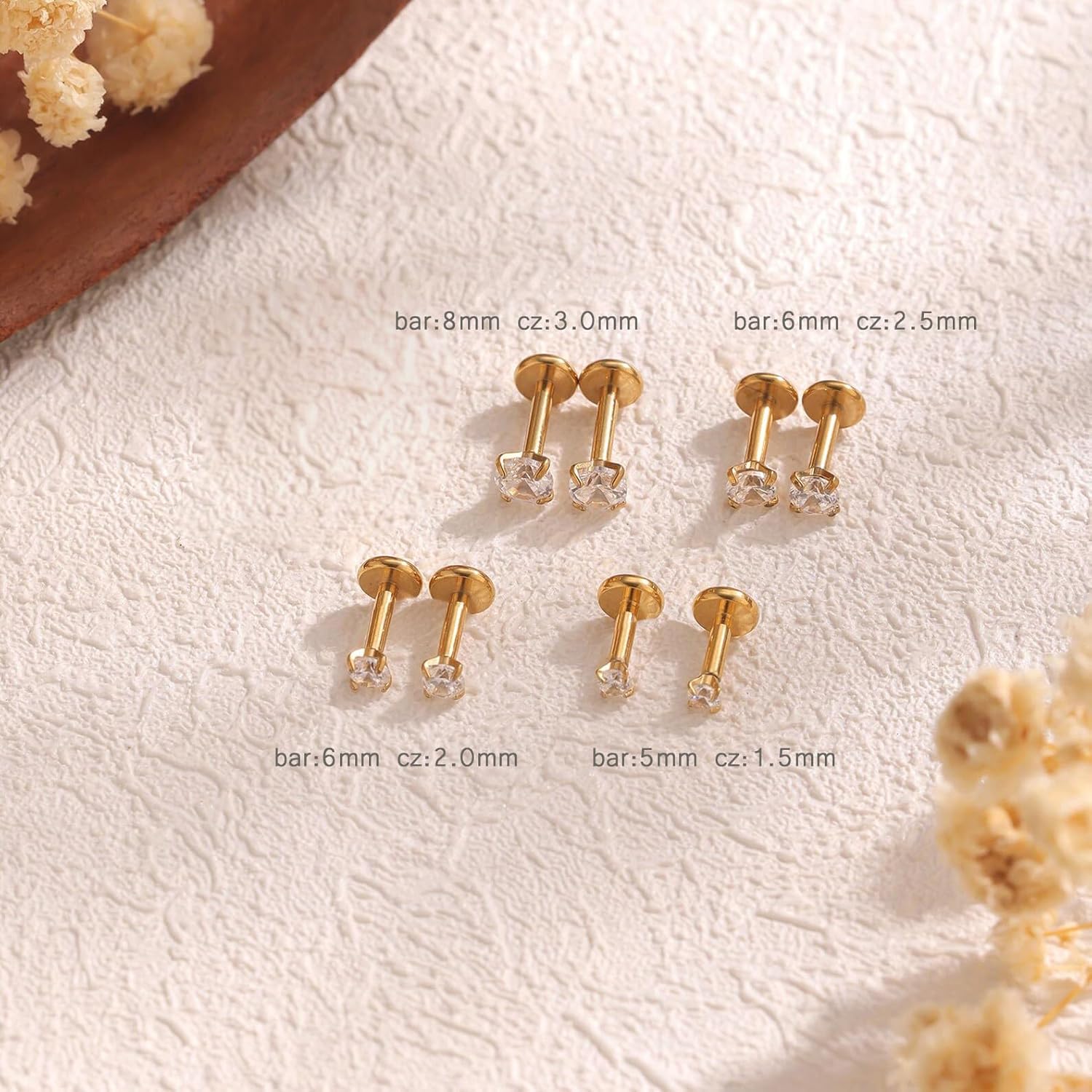 Threadless Nose Tiny Cartilage Tragus Piercing Jewelry Conch Helix Stud - QIAO CrystalQIAO CrystalQIAO Crystal