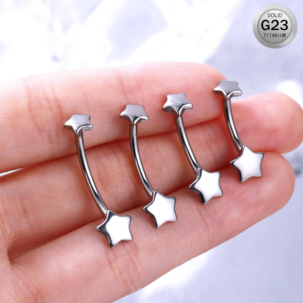Titanium Belly Button Ring 14G Star Belly Ring Internally Threaded G23 Titanium Belly Piercing Hoop Navel Barbell Body Piercing Jewelry - 我的商店我的商店我的商店