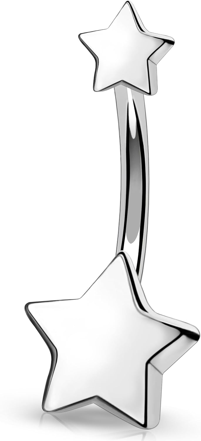 Titanium Belly Button Ring 14G Star Belly Ring Internally Threaded G23 Titanium Belly Piercing Hoop Navel Barbell Body Piercing Jewelry - 我的商店我的商店我的商店