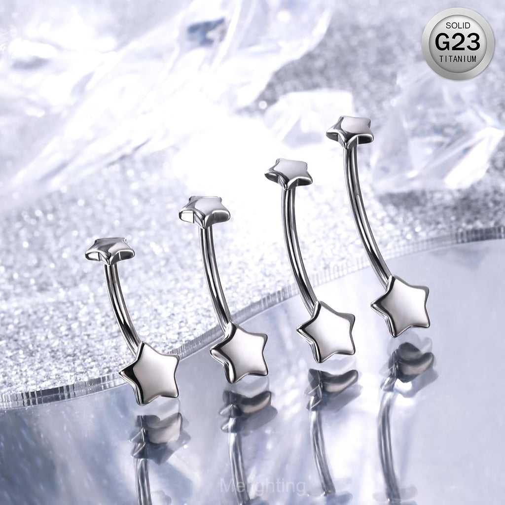 Titanium Belly Button Ring 14G Star Belly Ring Internally Threaded G23 Titanium Belly Piercing Hoop Navel Barbell Body Piercing Jewelry - 我的商店我的商店我的商店