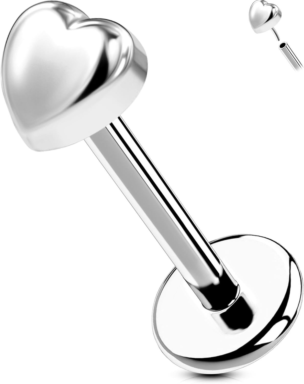 Titanium Threadless Labret Studs Flat Back Push Pin Earrings Tragus - QIAO CrystalQIAO CrystalQIAO Crystal