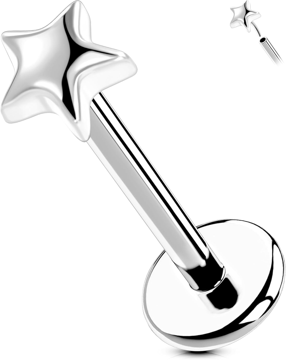 Titanium Threadless Labret Studs Flat Back Push Pin Earrings Tragus - QIAO CrystalQIAO CrystalQIAO Crystal