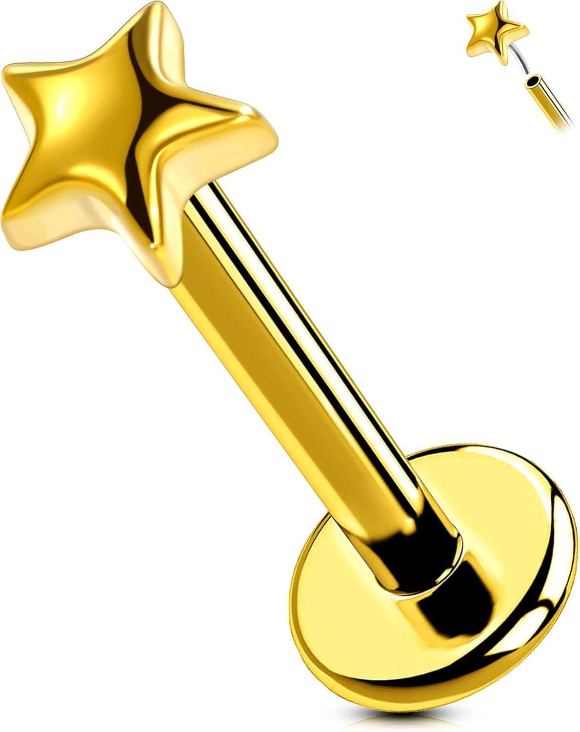 Titanium Threadless Labret Studs Flat Back Push Pin Earrings Tragus - QIAO CrystalQIAO CrystalQIAO Crystal