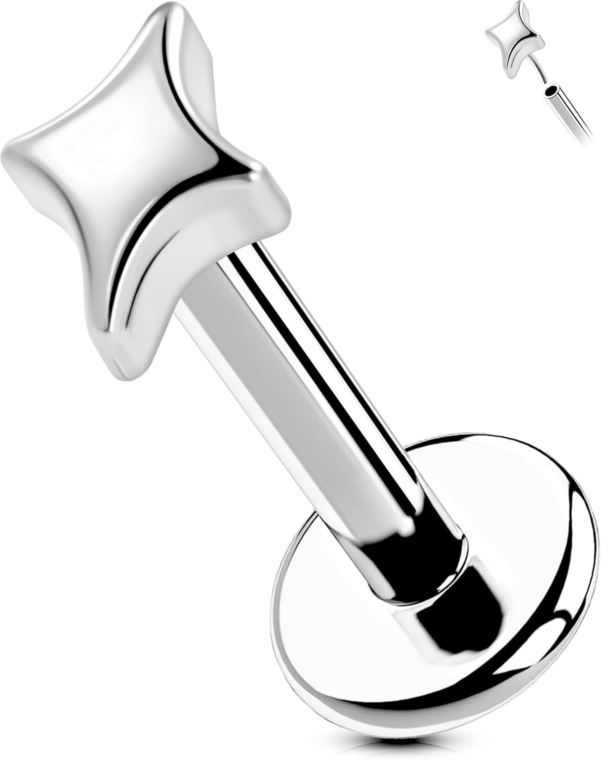 Titanium Threadless Labret Studs Flat Back Push Pin Earrings Tragus - QIAO CrystalQIAO CrystalQIAO Crystal