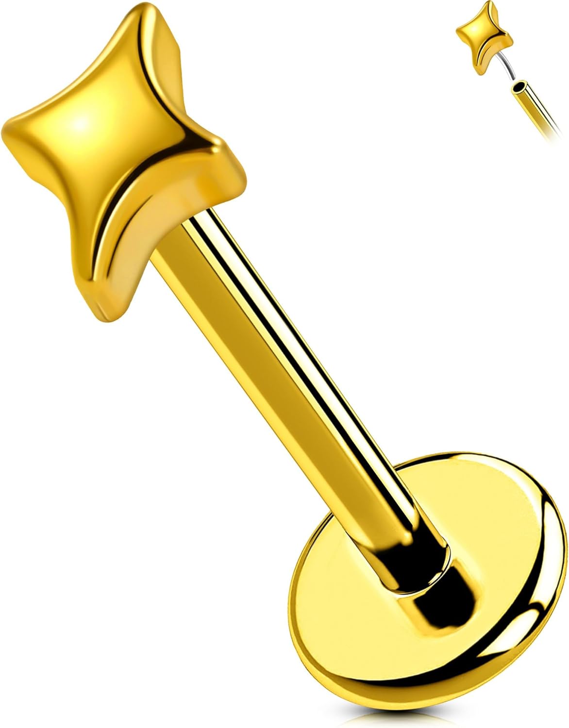 Titanium Threadless Labret Studs Flat Back Push Pin Earrings Tragus - QIAO CrystalQIAO CrystalQIAO Crystal