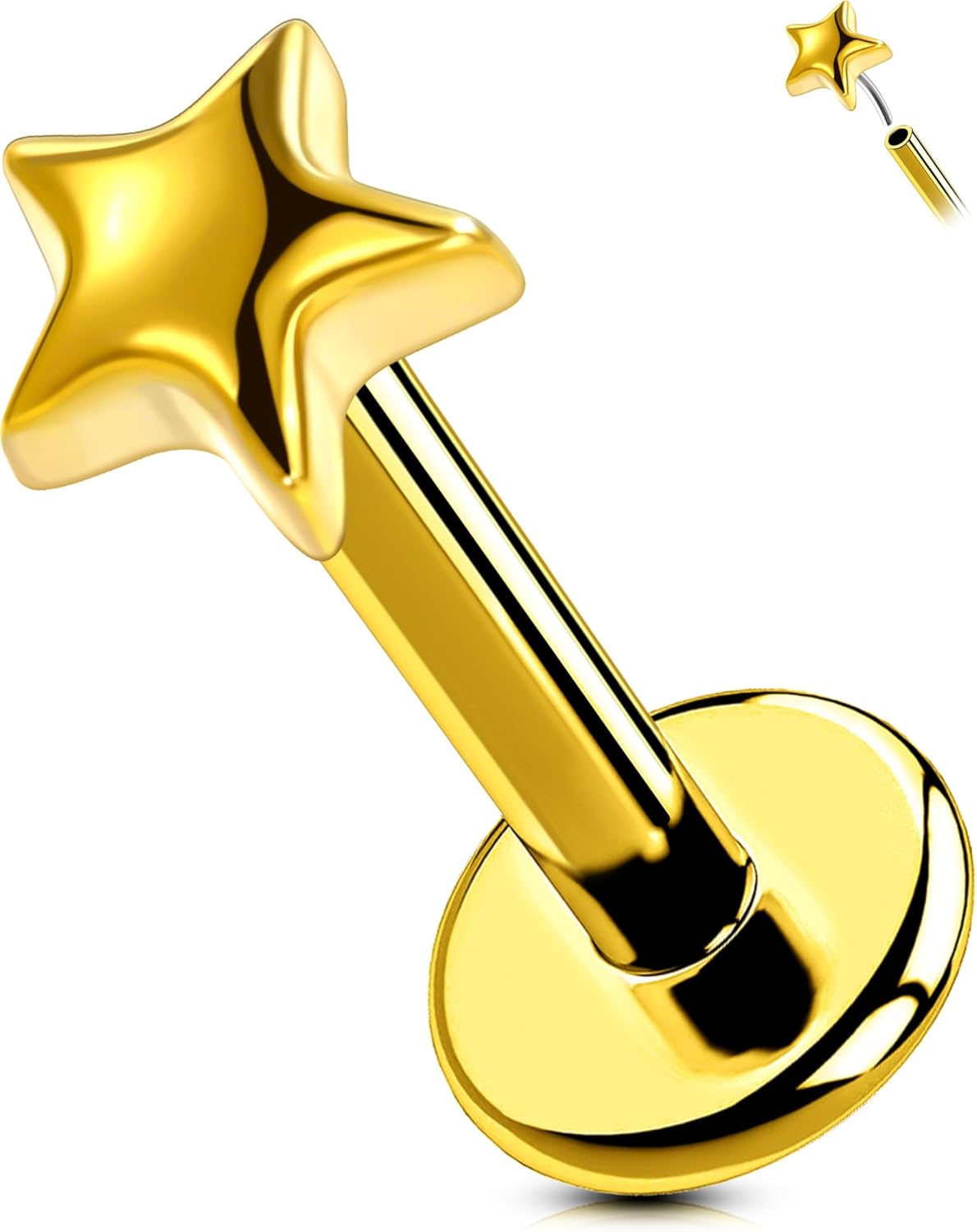 Titanium Threadless Labret Studs Flat Back Push Pin Earrings Tragus - QIAO CrystalQIAO CrystalQIAO Crystal