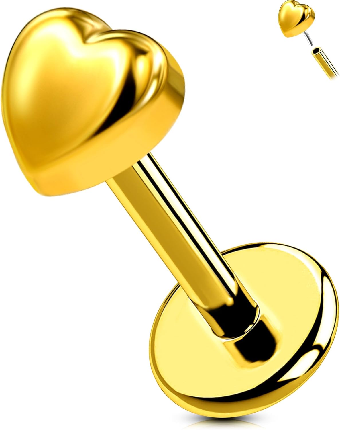 Titanium Threadless Labret Studs Flat Back Push Pin Earrings Tragus - QIAO CrystalQIAO CrystalQIAO Crystal