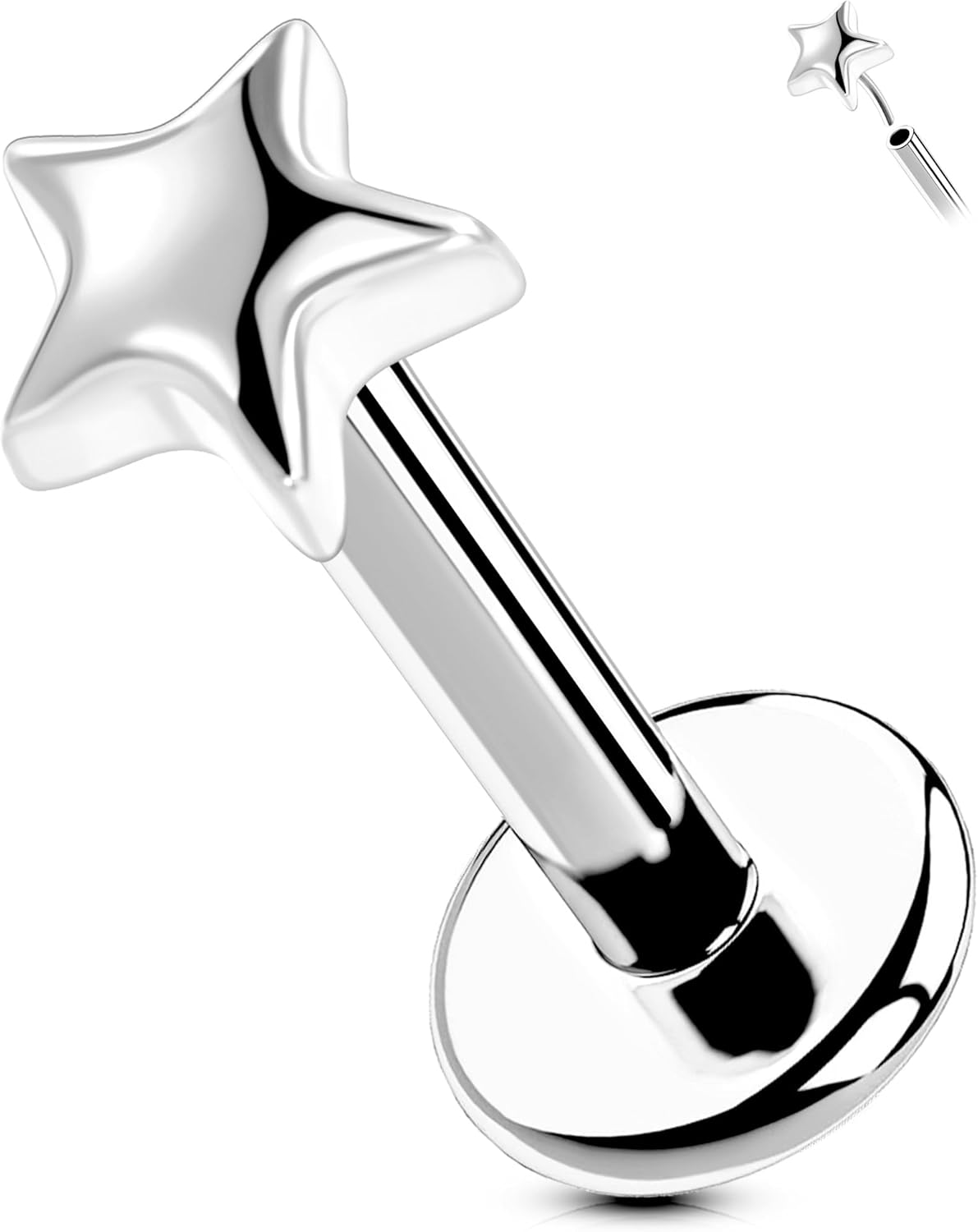 Titanium Threadless Labret Studs Flat Back Push Pin Earrings Tragus - QIAO CrystalQIAO CrystalQIAO Crystal