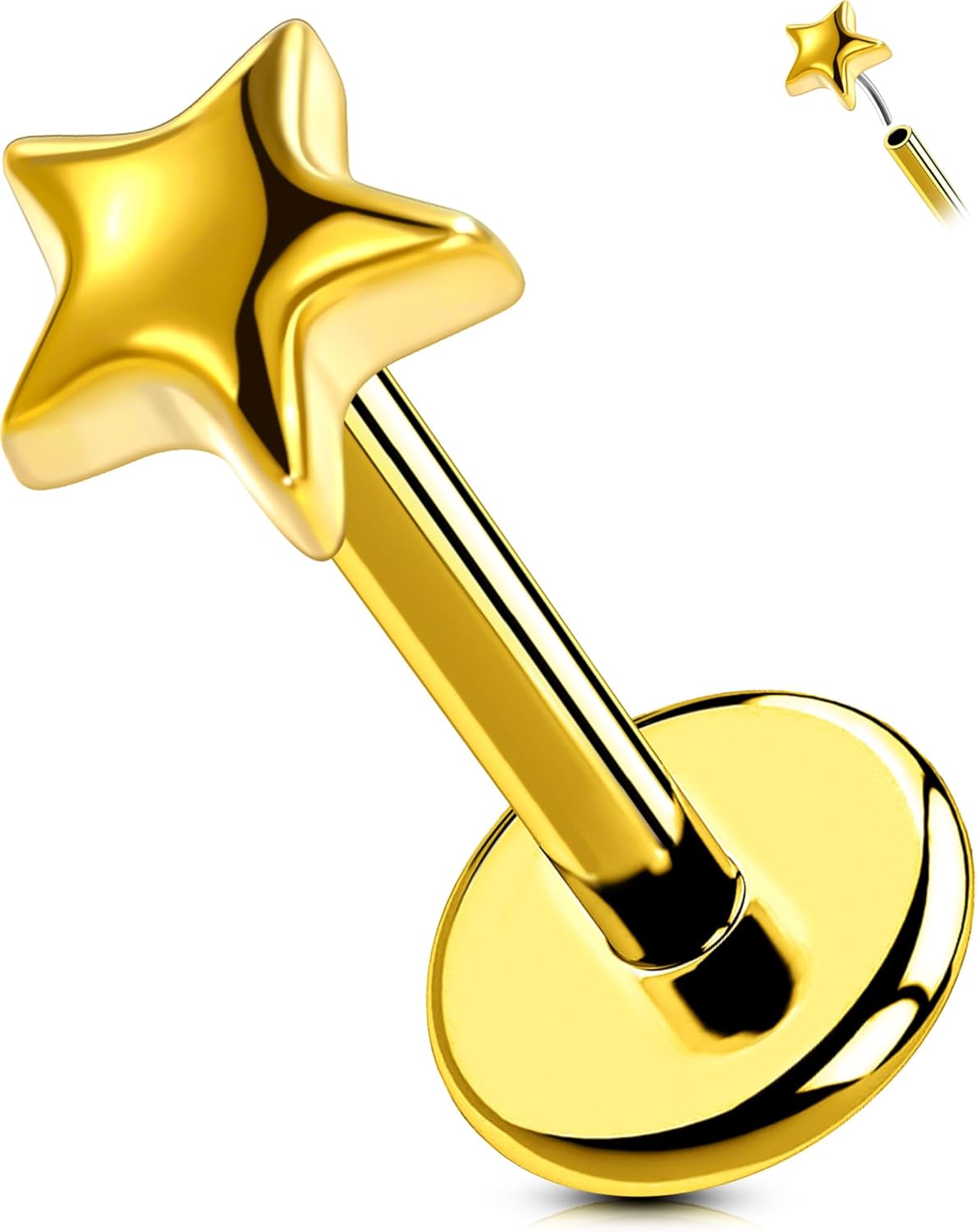 Titanium Threadless Labret Studs Flat Back Push Pin Earrings Tragus - QIAO CrystalQIAO CrystalQIAO Crystal