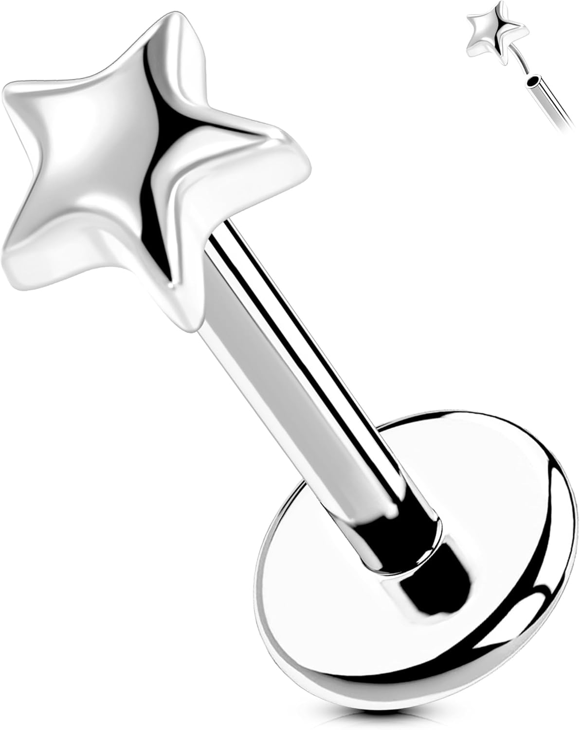 Titanium Threadless Labret Studs Flat Back Push Pin Earrings Tragus - QIAO CrystalQIAO CrystalQIAO Crystal