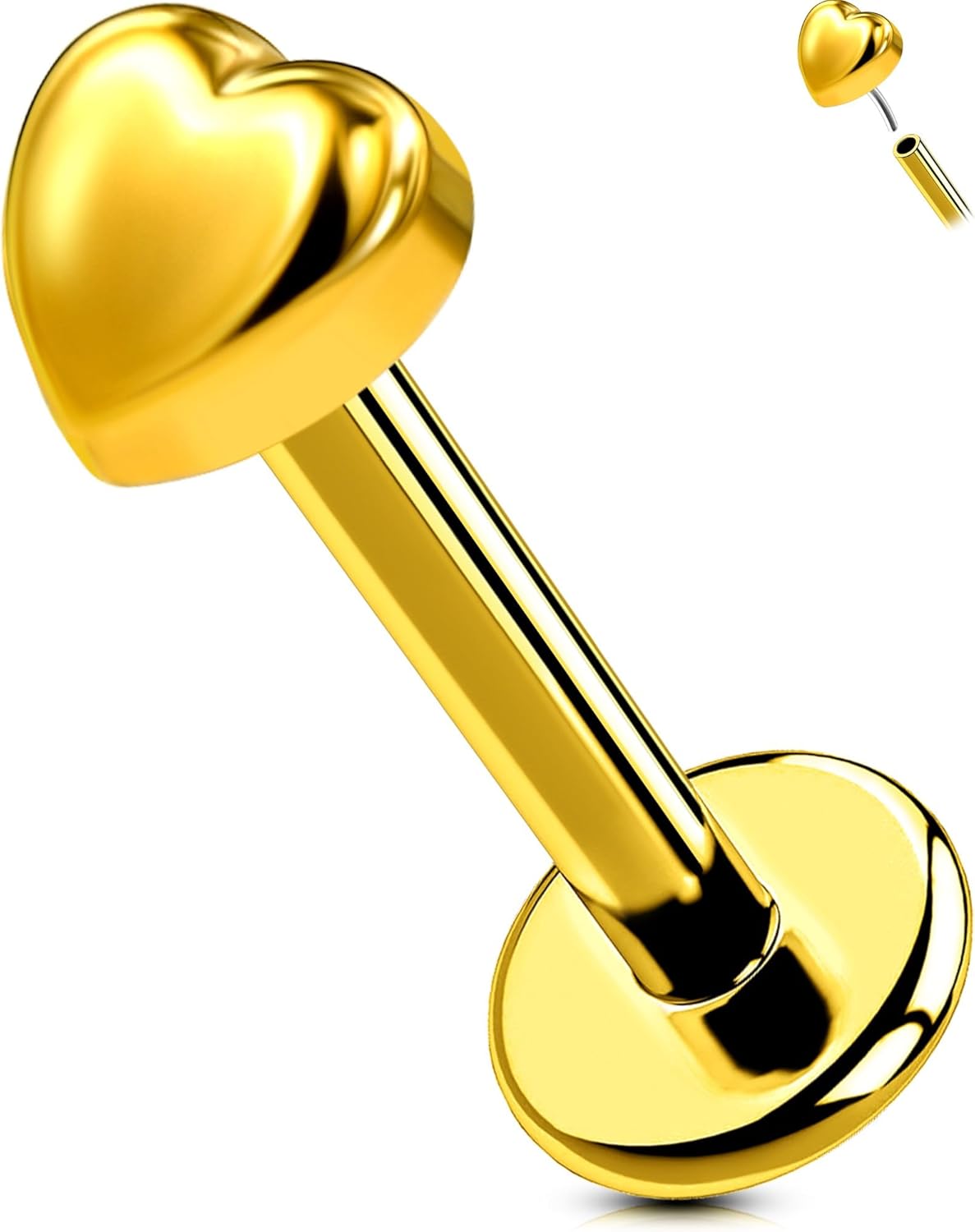 Titanium Threadless Labret Studs Flat Back Push Pin Earrings Tragus - QIAO CrystalQIAO CrystalQIAO Crystal