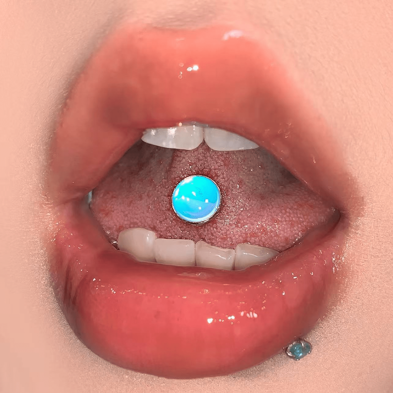 Titanium Tongue Piercing Barbell Jewelry Tongue Rings with White Opal G23 Solid Titanium Tongue Rings for Women Men - QIAO Crystal我的商店QIAO Crystal