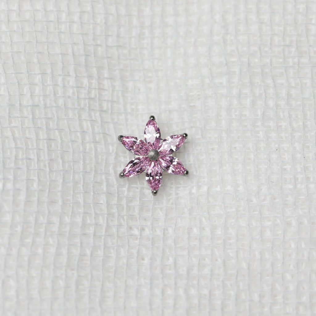 Titanium Tongue Rings 14g Tongue Barbell Internally Threaded Tongue Piercing Jewelry Flower Bridge Piercing for Women Men - QIAO Crystal我的商店QIAO Crystal