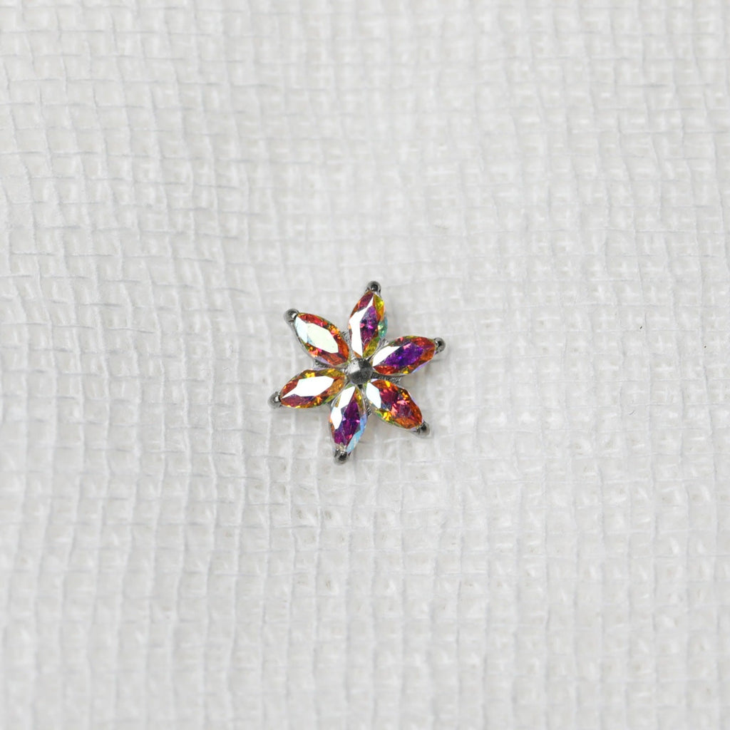 Titanium Tongue Rings 14g Tongue Barbell Internally Threaded Tongue Piercing Jewelry Flower Bridge Piercing for Women Men - QIAO Crystal我的商店QIAO Crystal