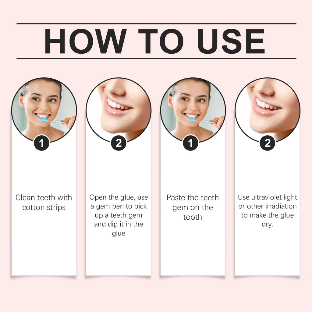 Tooth Gem Kits Easy to Use Tooth Gems Silver Belt Glue and UV Kits Gem Tooth - QIAO CrystalQIAO CrystalQIAO Crystal