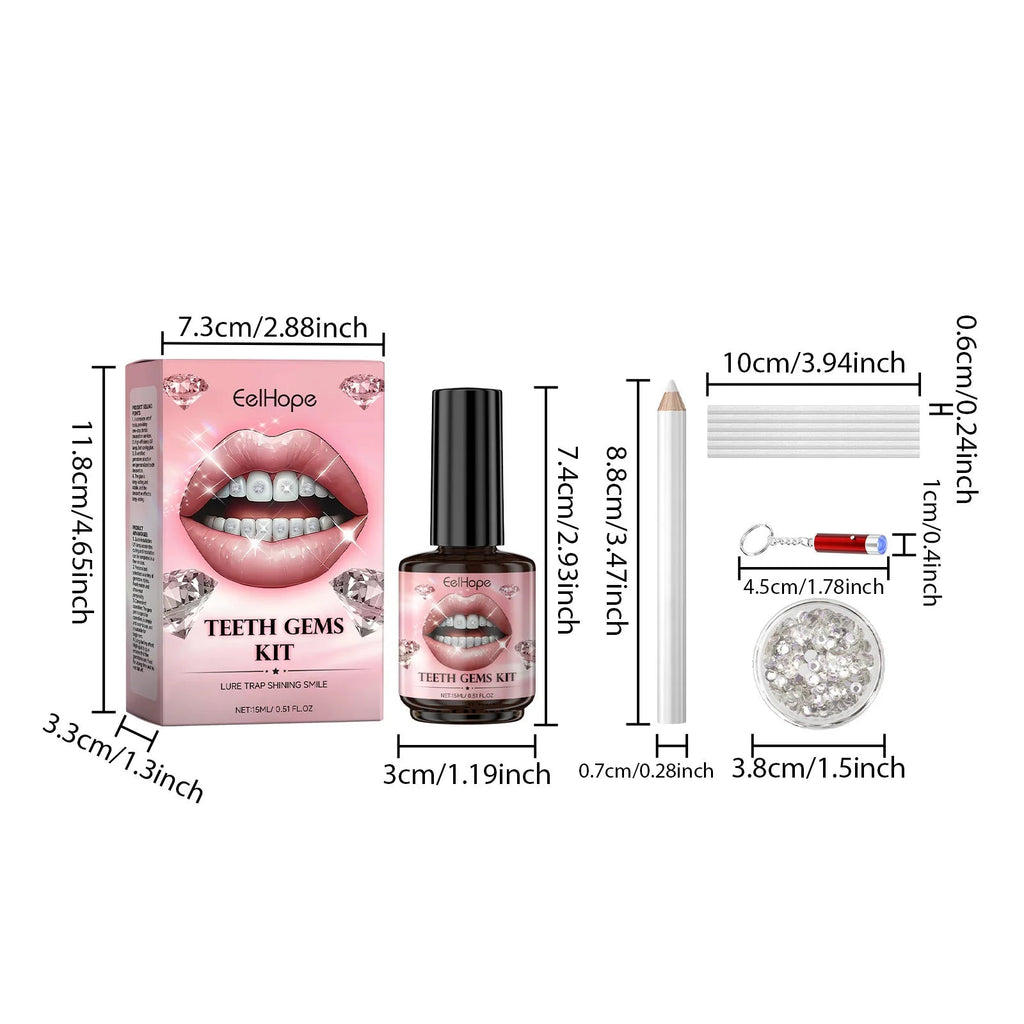 Tooth Gem Kits Easy to Use Tooth Gems Silver Belt Glue and UV Kits Gem Tooth - QIAO CrystalQIAO CrystalQIAO Crystal