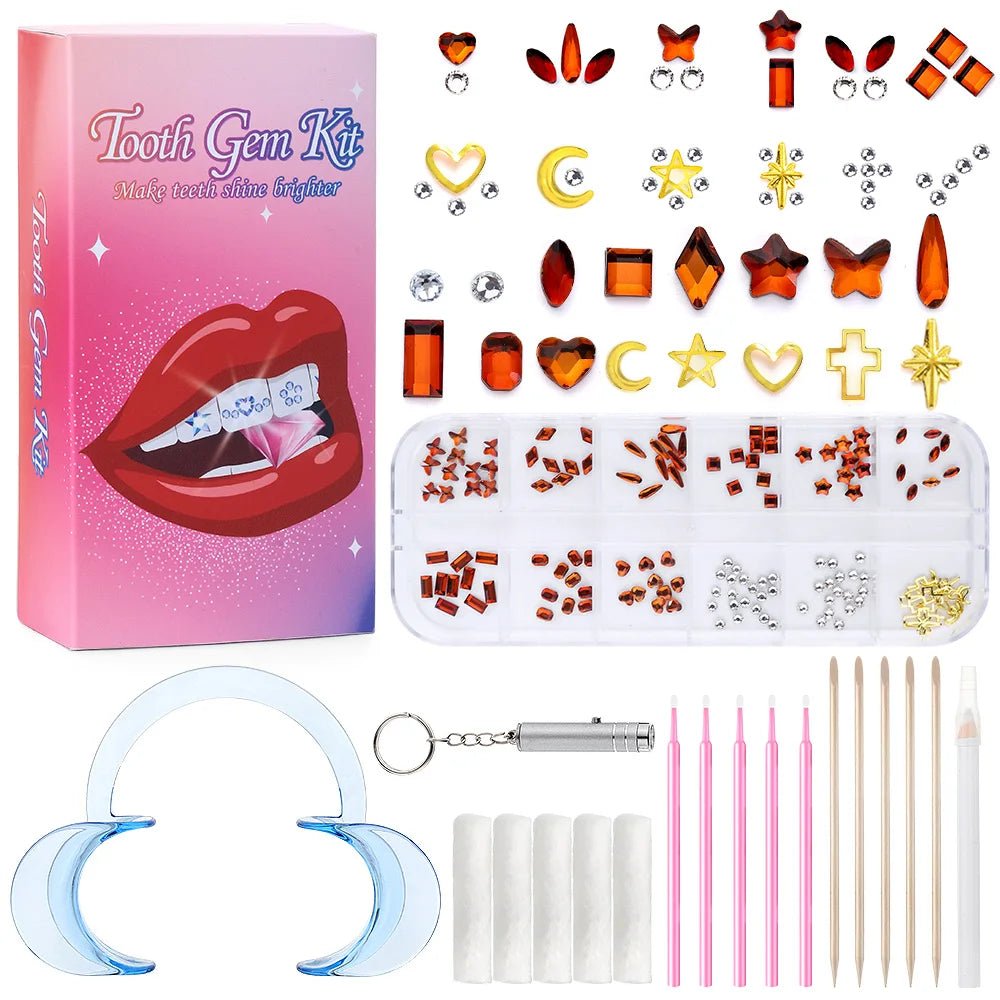Tooth Gem Kits Professionally Decorate Your Teeth Gold Tooth Gems - QIAO CrystalQIAO CrystalQIAO Crystal